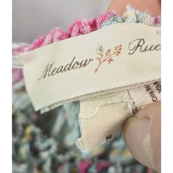 Anthropologie Top Womens Small Pink Blue Tank Off Shoulder Paisley Meadow Rue - Picture 3 of 9